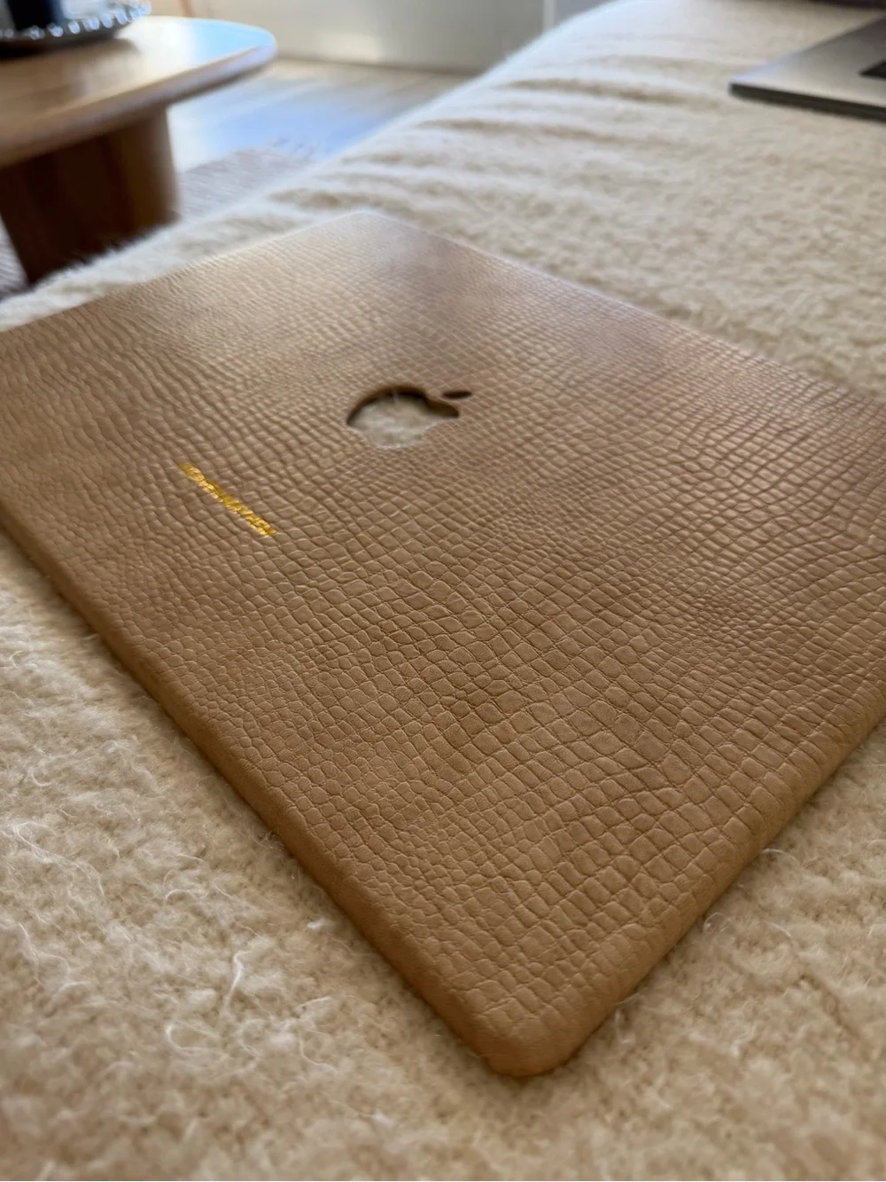 New: Heaven Mayhem, 16 inch MacBook Textured Croc Tablet/Laptop Case in Nude.